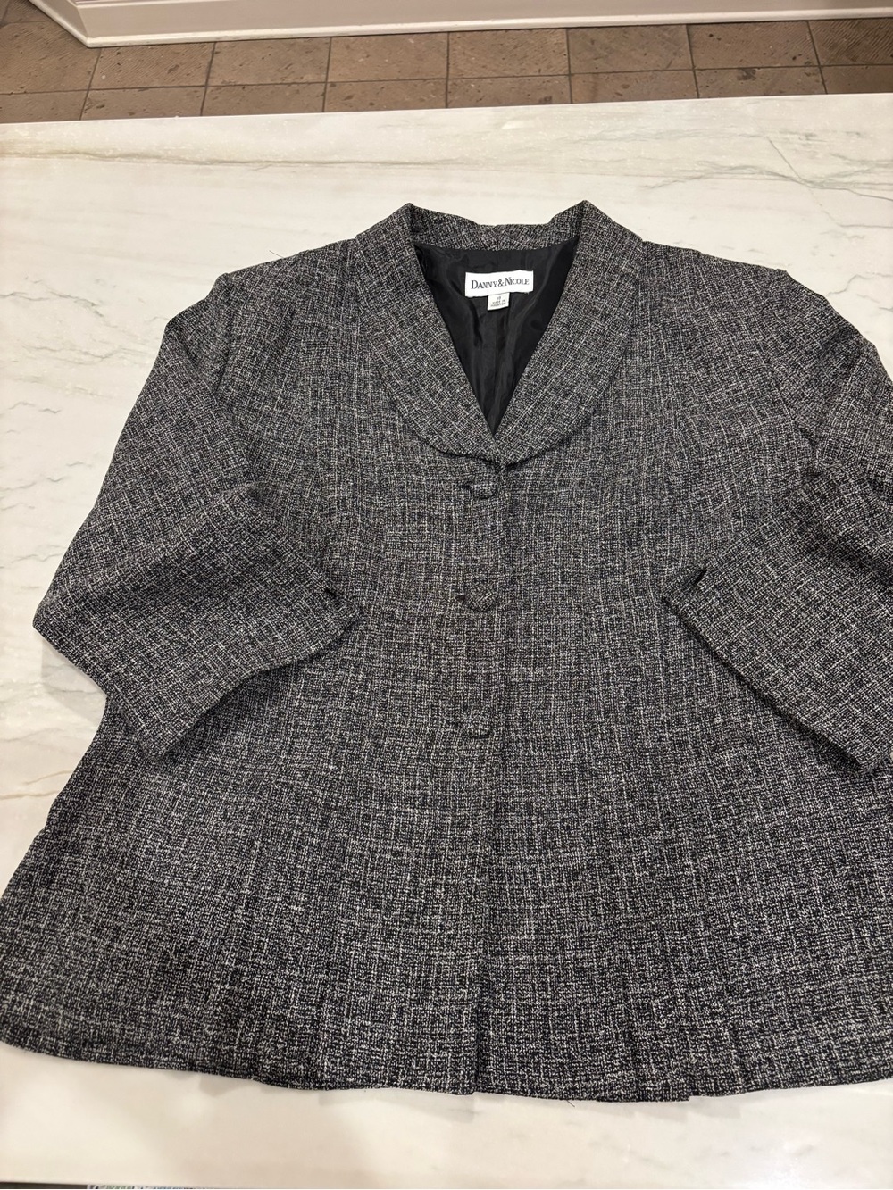 Danny & Nicole Charcoal Black-Gray Tweed Button Front Blazer Jacket